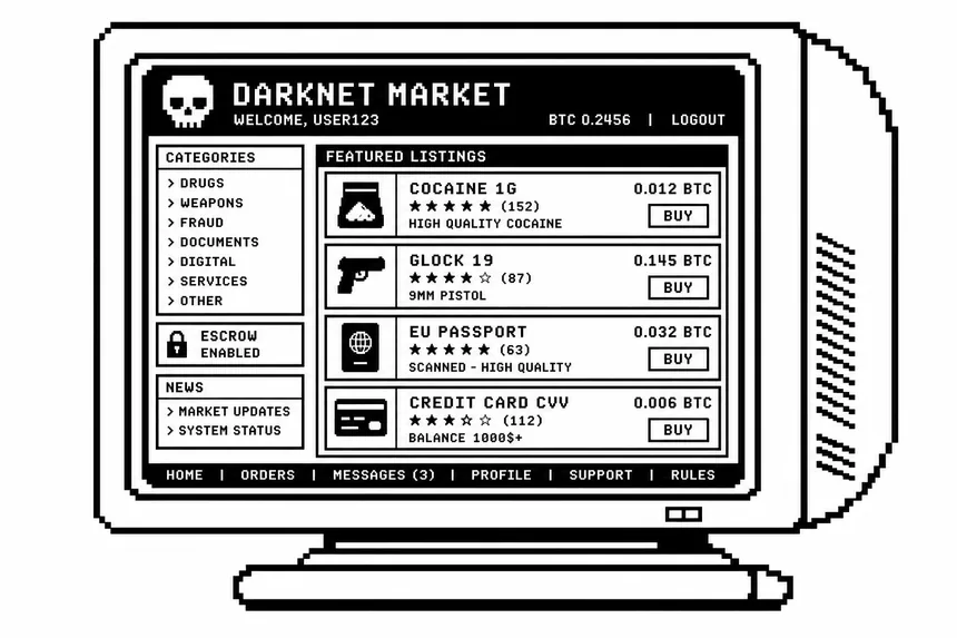 Torzon darknet marketplace architecture CRT monitor